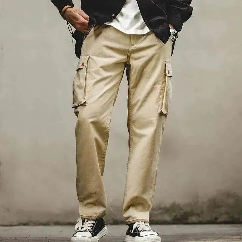 Men's Retro Khaki Tapered Mountain Army Pocket Zipper Casual Pants - EX-STOCK Canada