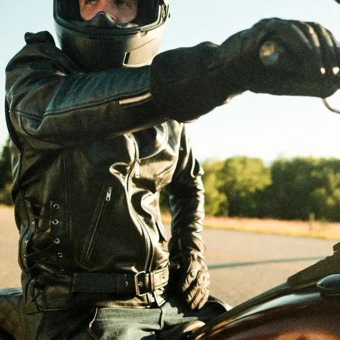Men's Tall Classic Side Lace Leather Motorcycle Jacket EX-STOCK Canada