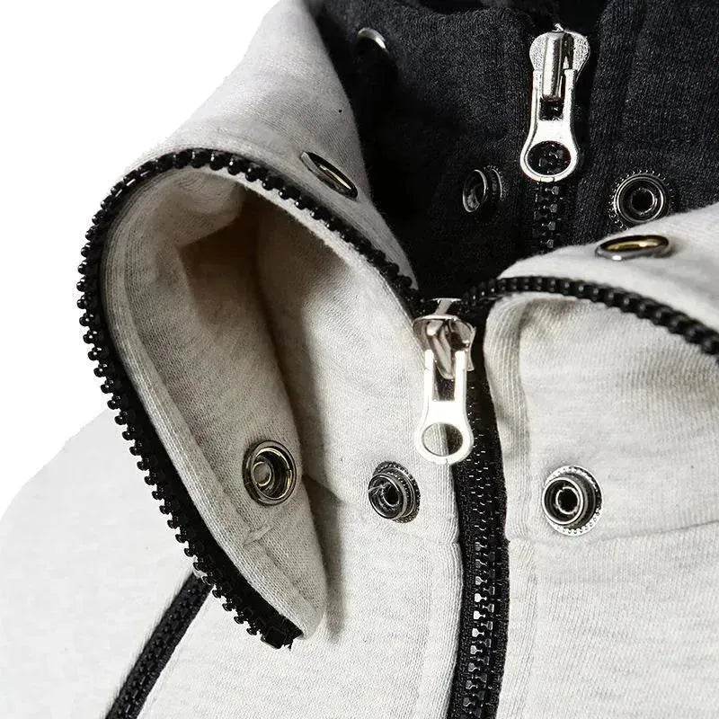 Men's Zip UP Hooded Jacket Fake Two Piece Sports Cardigan Casual Slim Sweatshirt Jacket - EX-STOCK Canada