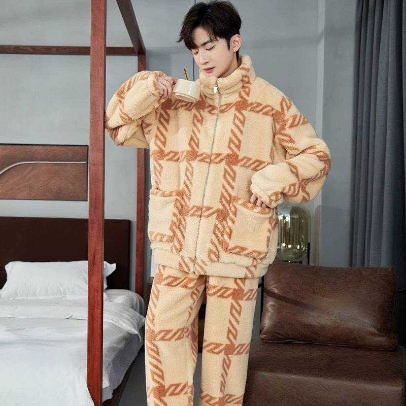 Men's Zipper Pajamas Winter Thickened EX-STOCK CANADA