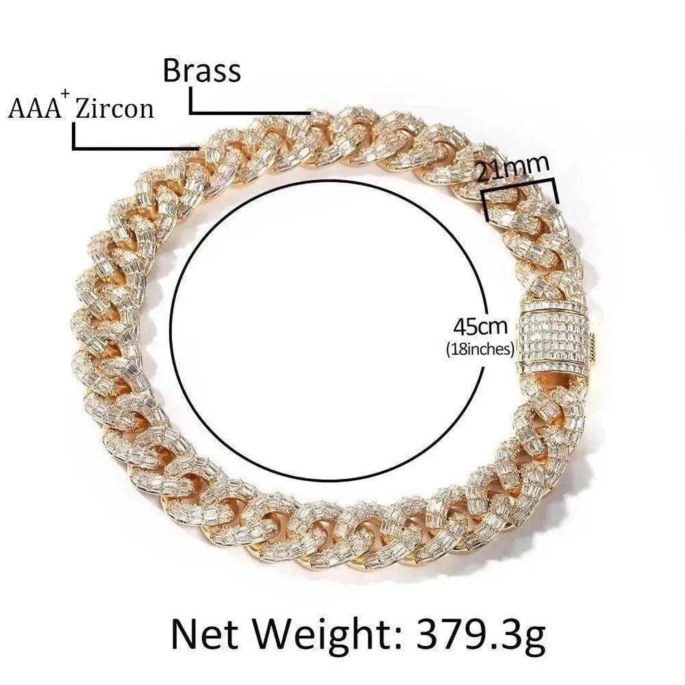 Pulsera Collar Cubano Personalizado de Zircón Cuadrado para Hombre - EX-STOCK Canada