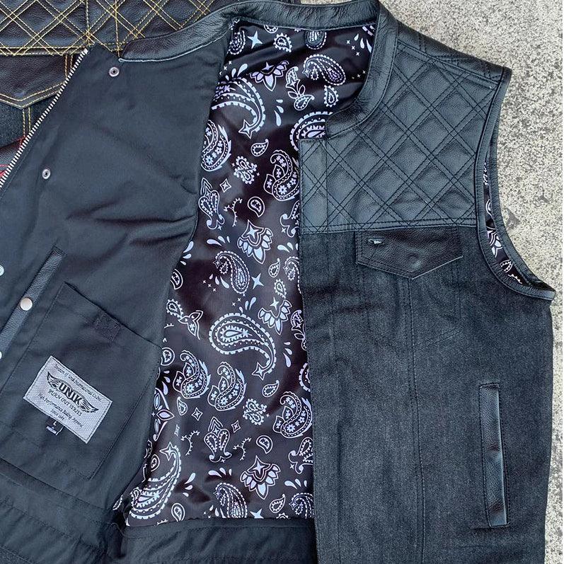 Gilet de club en jean et cuir pour hommes Open Road