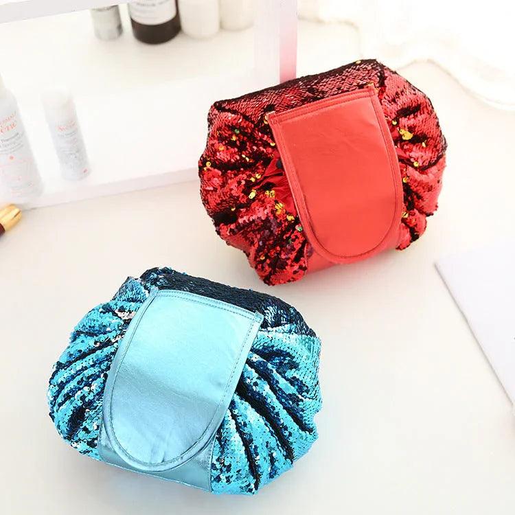 Mermaid Sequins design Cosmetic Bag Drawstring Makeup Case Women Travel Make Up Organizer Storage Pouch Toiletry Wash Kit EX-STOCK Canada