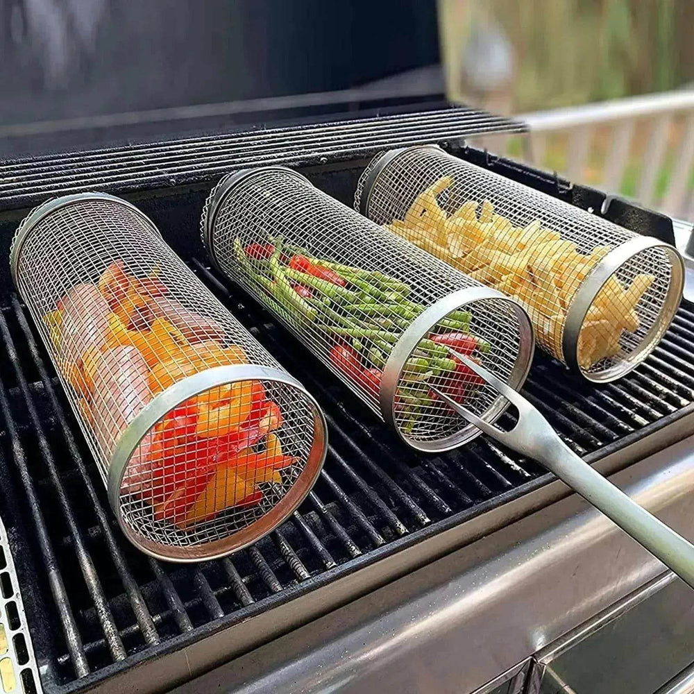 Metal BBQ Grilling Basket Net Portable Outdoor Camping Rack - EX-STOCK Canada