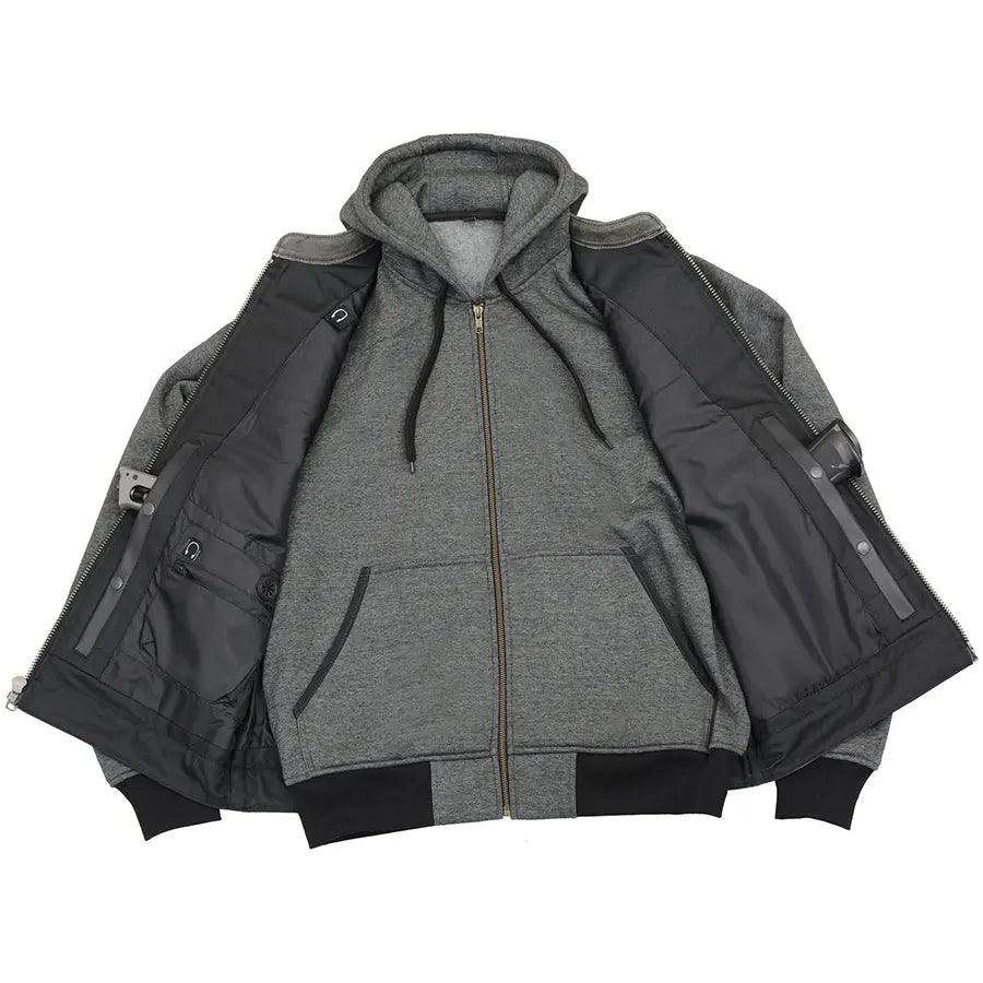 Gilet da uomo in pelle nera Milwaukee Leather con teschi riflettenti e fodera completa con cappuccioEX-STOCK Canada