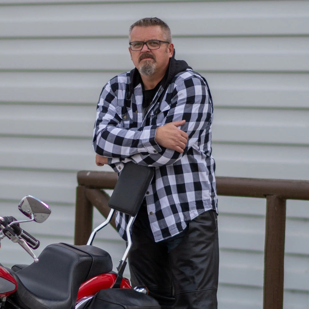 قميص سترة جلد ميلووكي للرجال من الصوف المربعات المدرعةEX-STOCK Canada