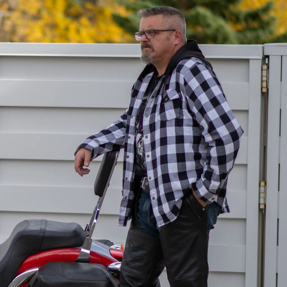 قميص سترة جلد ميلووكي للرجال من الصوف المربعات المدرعةEX-STOCK Canada