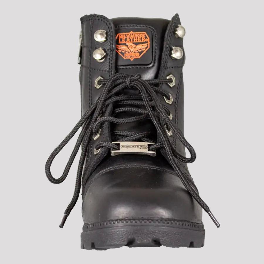 Milwaukee Leather Women's Side Zip Lace Up Motorcycle Boots