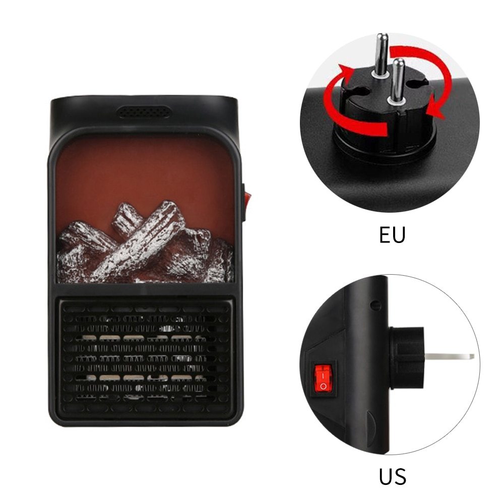 Mini Electric Fireplace Heater Electric Heater with Log Flame Effect Warm Air Heater Fanr 220V 50Hz EX-STOCK Canada