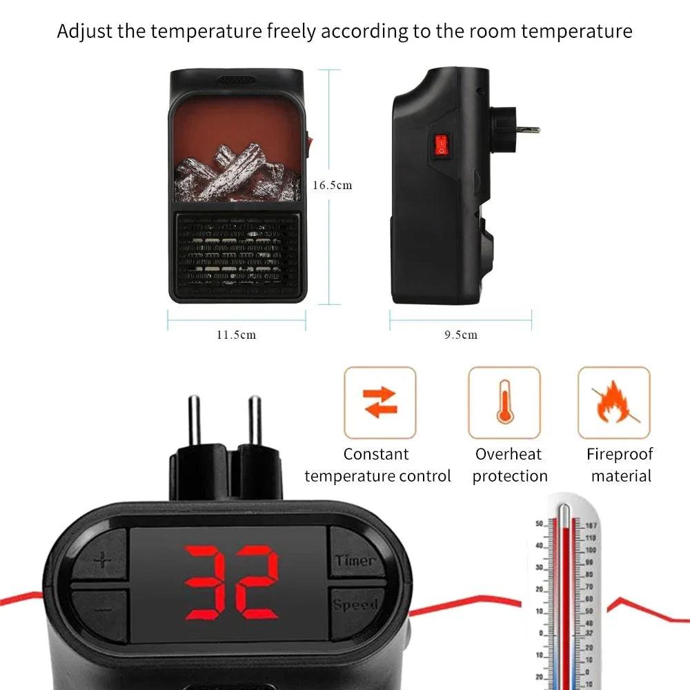 Mini Electric Fireplace Heater Electric Heater with Log Flame Effect Warm Air Heater Fanr 220V 50Hz EX-STOCK Canada