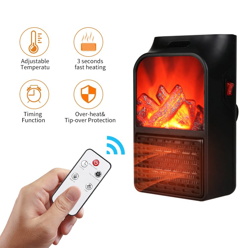 Mini Electric Fireplace Heater Electric Heater with Log Flame Effect Warm Air Heater Fanr 220V 50Hz EX-STOCK Canada