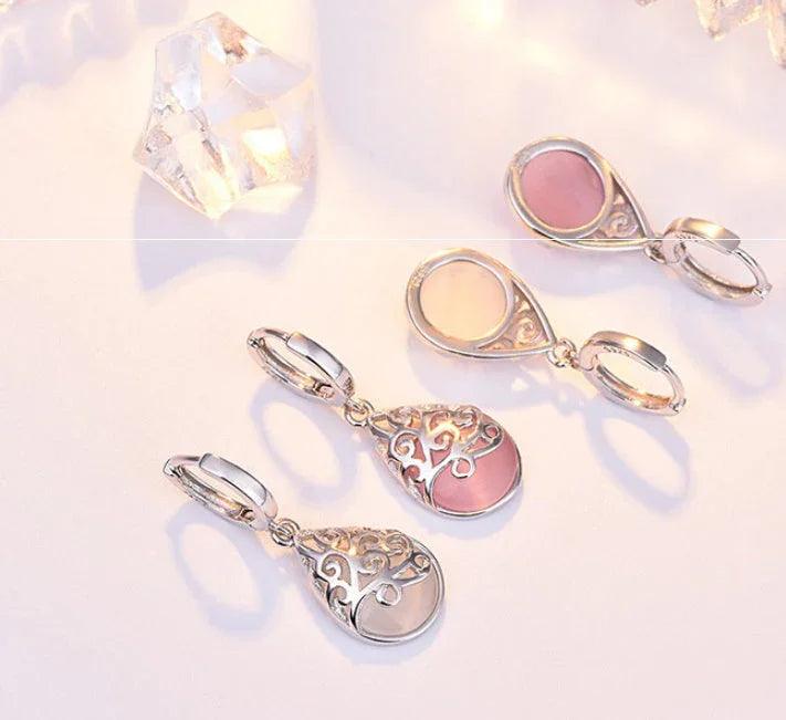 Boucles d'oreilles en larmes d'opale lunaire argentEX-STOCK Canada