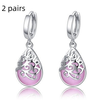 Boucles d'oreilles en larmes d'opale lunaire argentEX-STOCK Canada
