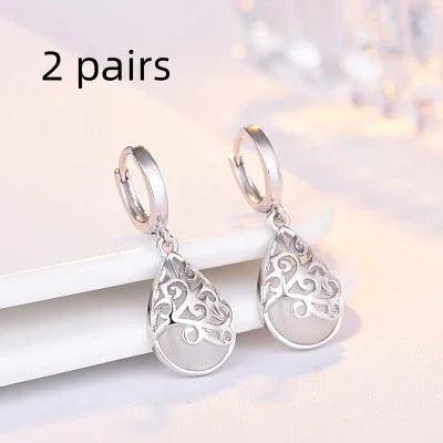 Boucles d'oreilles en larmes d'opale lunaire argentEX-STOCK Canada