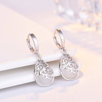 Boucles d'oreilles en larmes d'opale lunaire argentEX-STOCK Canada