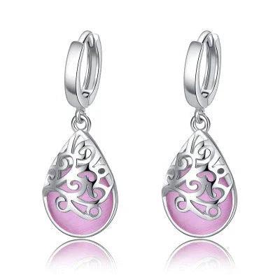 Boucles d'oreilles en larmes d'opale lunaire argentEX-STOCK Canada
