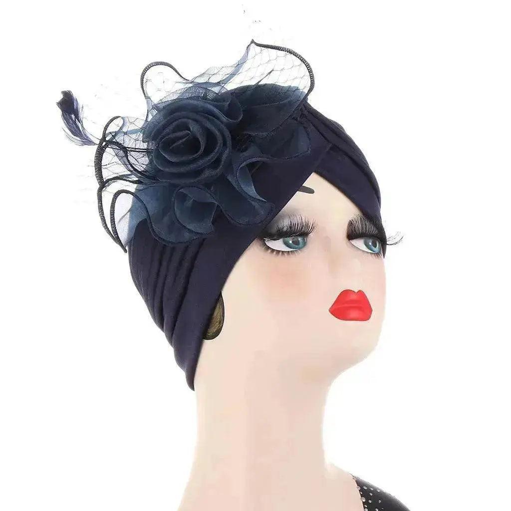 Multicolor Mesh Matching Feather Flower Arab Hat - EX-STOCK Canada