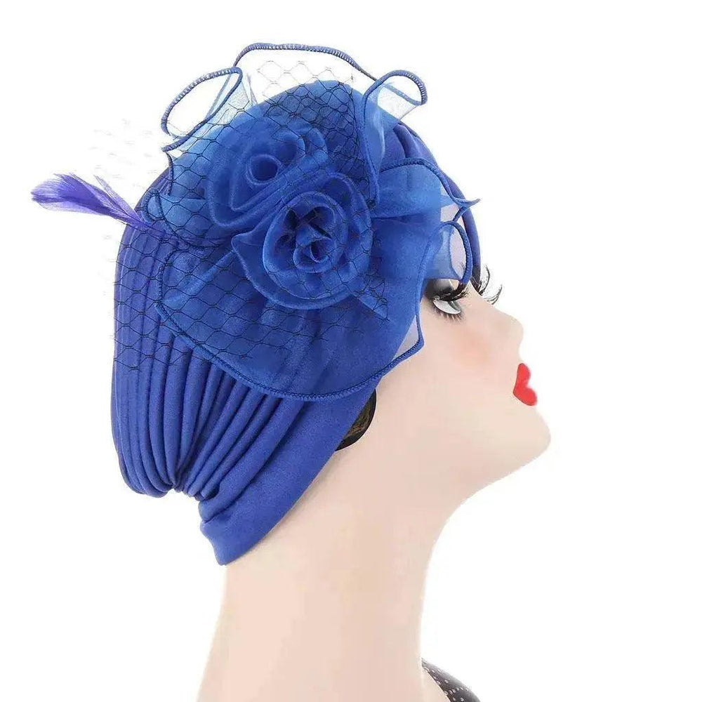 Multicolor Mesh Matching Feather Flower Arab Hat - EX-STOCK Canada