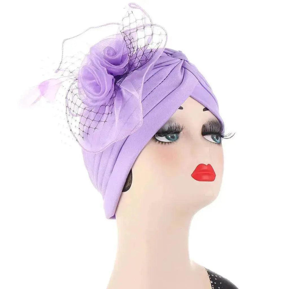 Multicolor Mesh Matching Feather Flower Arab Hat - EX-STOCK Canada
