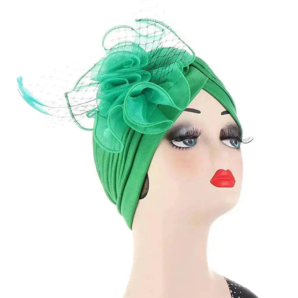 Multicolor Mesh Matching Feather Flower Arab Hat - EX-STOCK Canada