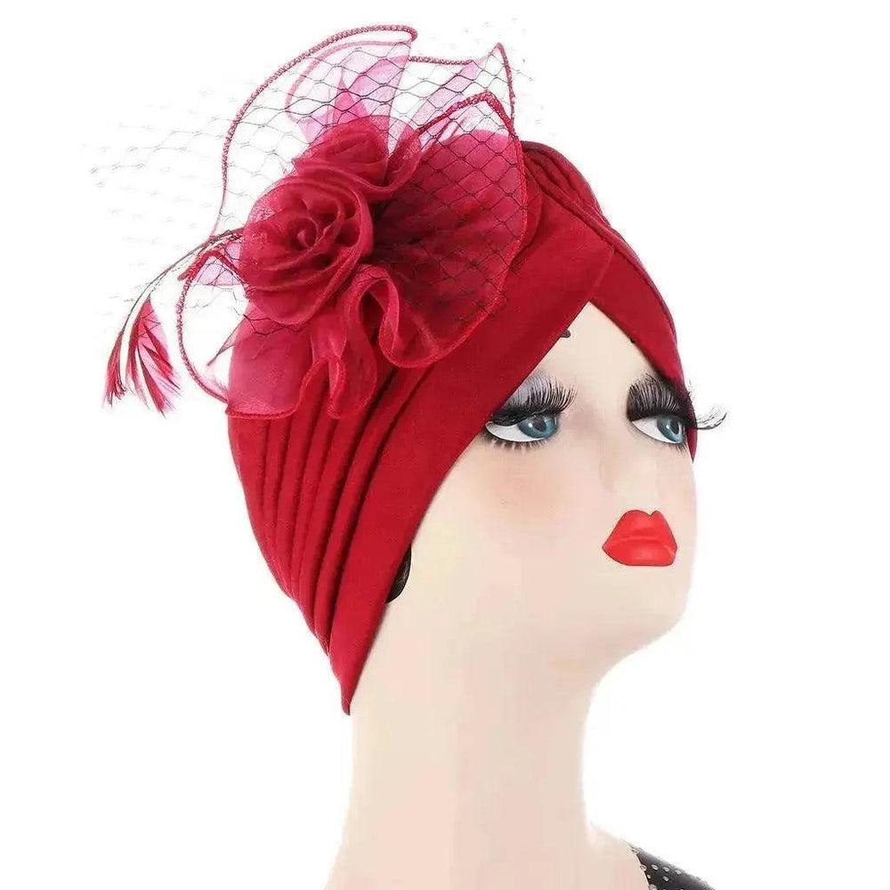 Multicolor Mesh Matching Feather Flower Arab Hat - EX-STOCK Canada
