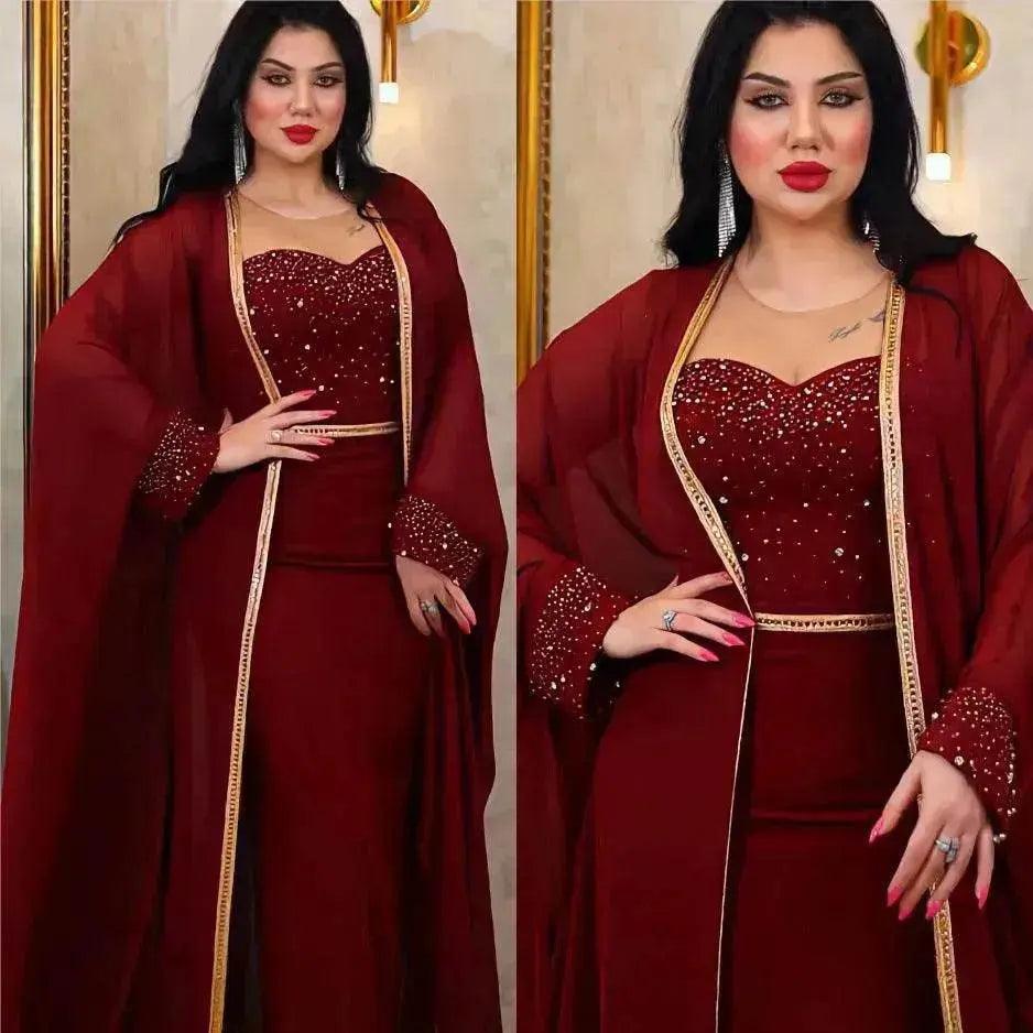 Muslim Turkey Arab Women's 2 Piece Set Long Dress Traditional African Clothing Fairy Dress - EX-STOCK Canada