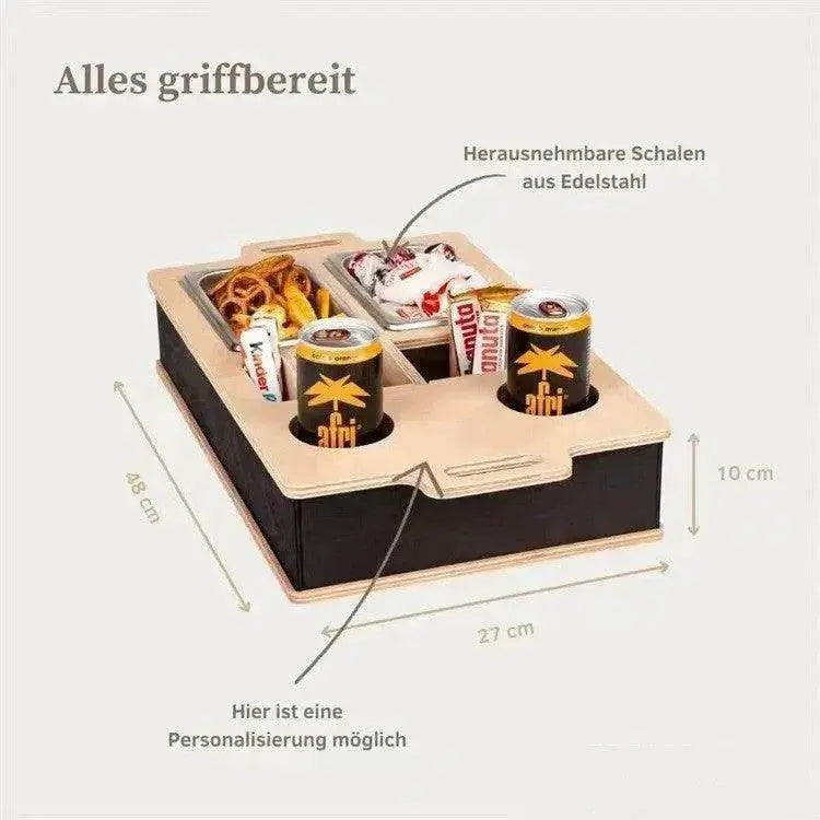 Plateau en bois pour canapé naturel avec boissons et en-cas - EX-STOCK Canada