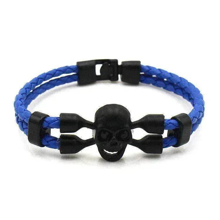 Neutral Stylish Men's Skull Black Buttons & Leather Bracelet - EX-STOCK Canada