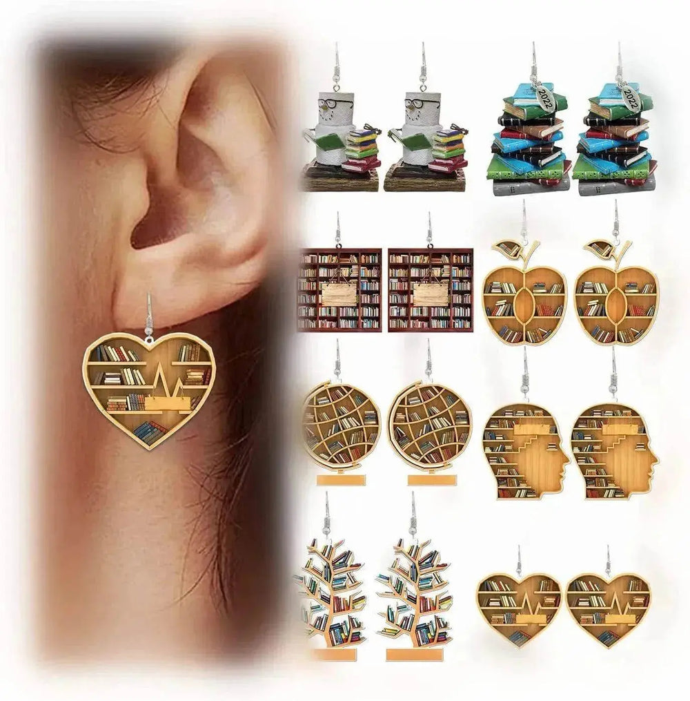 New Book Lovers Heart Librarian Earring - EX-STOCK Canada
