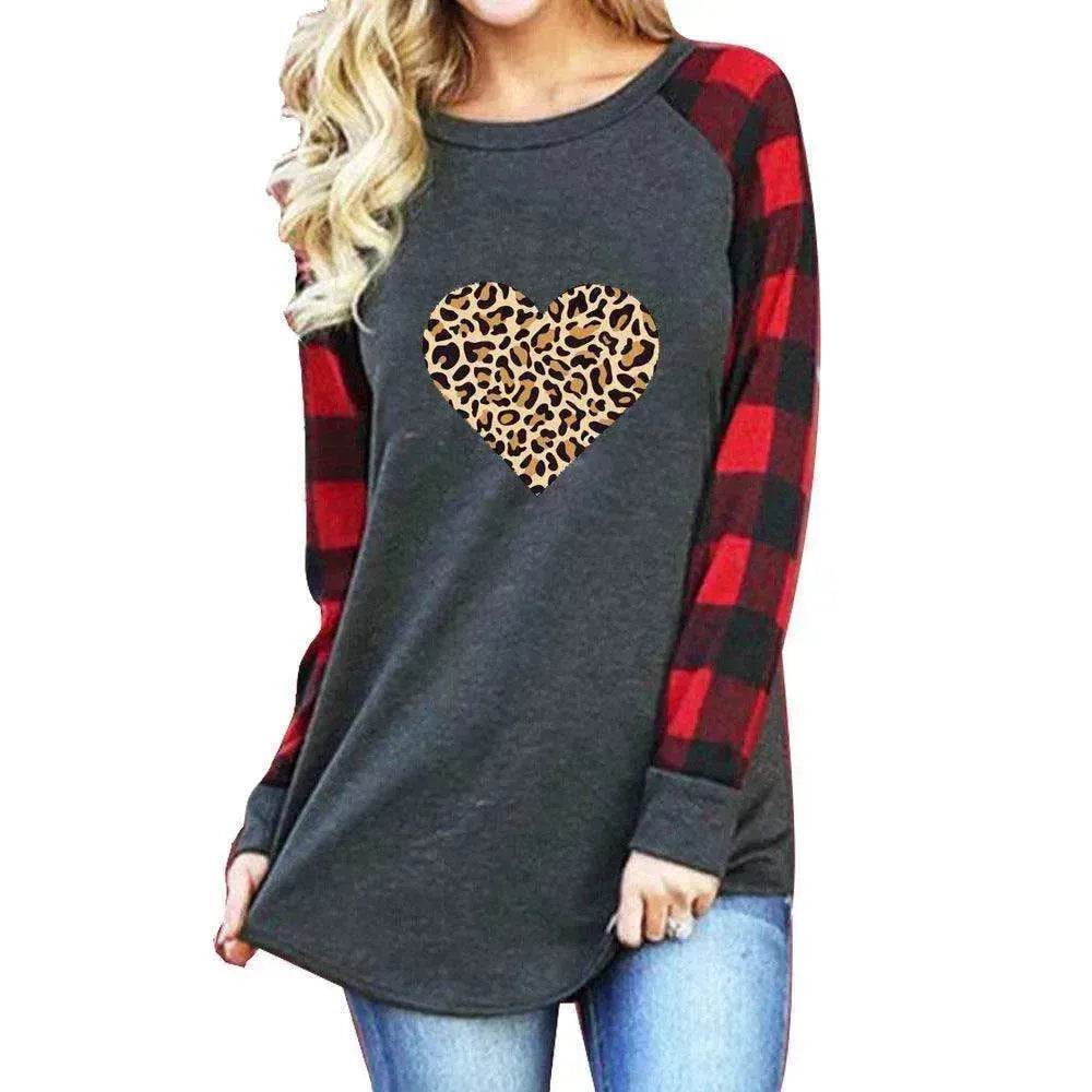 New Color Matching Women's Long-sleeved Valentine's Day Print Series Women's Top - EX-STOCK Canada