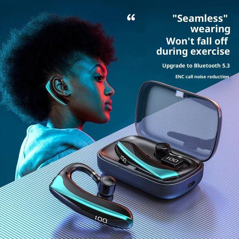 Nouveau casque Bluetooth sans fil sportif à conduction osseuse intra-auriculaire avec écran numérique, porté sur l'oreille, à oreille unique, batterie ultra longue duréeEX-STOCK Canada