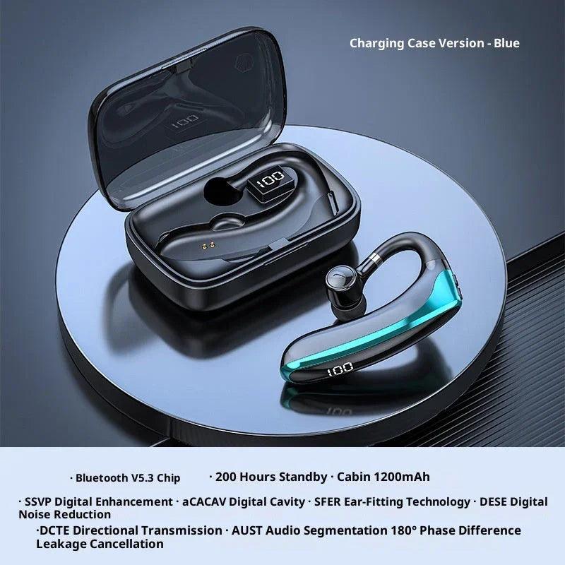 Nouveau casque Bluetooth sans fil sportif à conduction osseuse intra-auriculaire avec écran numérique, porté sur l'oreille, à oreille unique, batterie ultra longue duréeEX-STOCK Canada