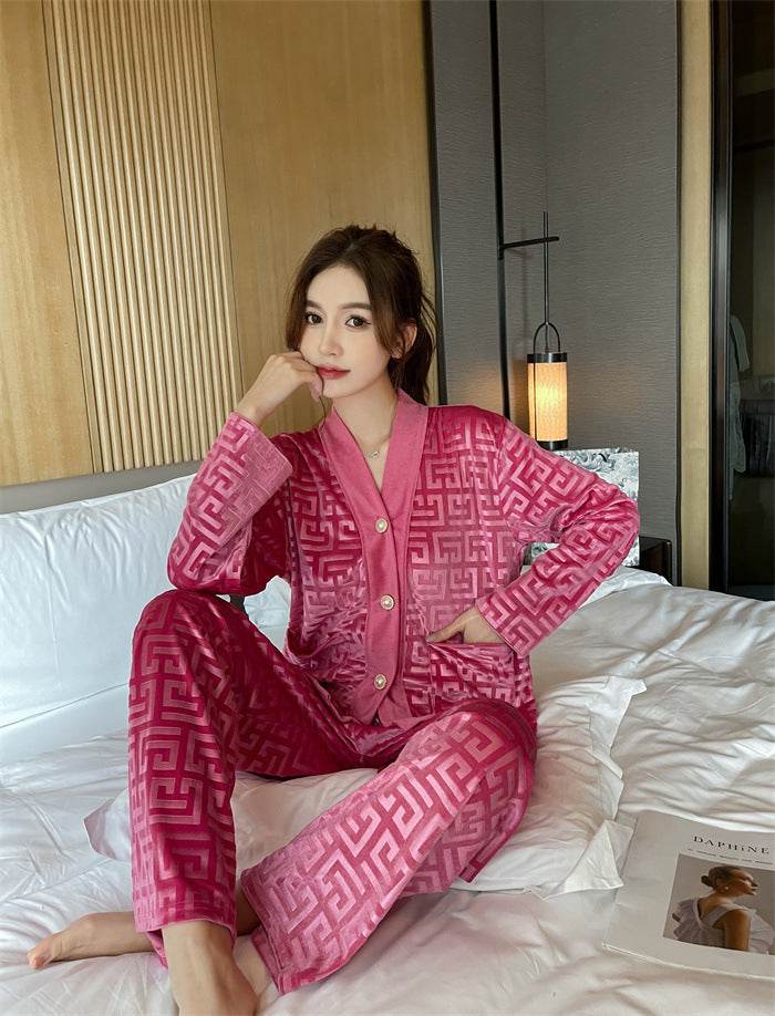 New Gold Velvet Pajamas Women's Suit  EX-STOCK CANADA