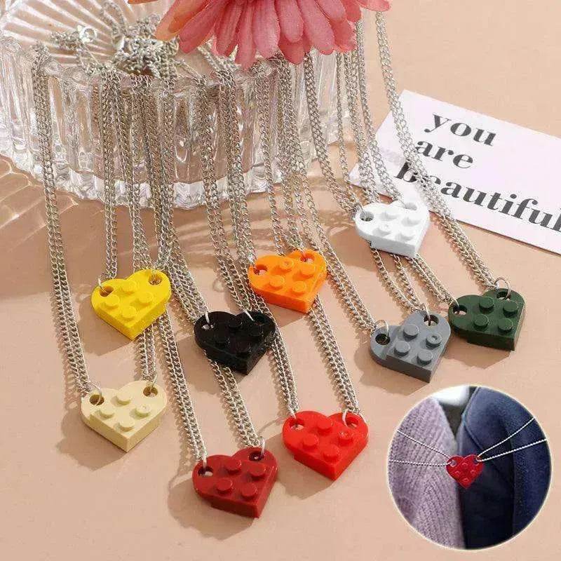 New Heart Shaped Stitching Acrylic Couple Necklace - EX-STOCK Canada