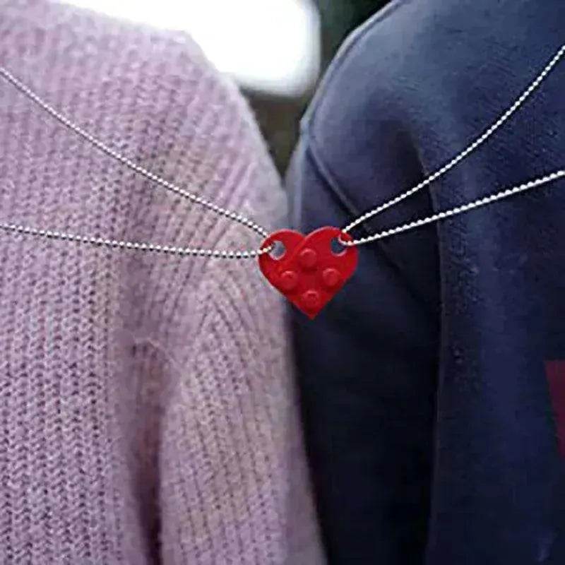 New Heart Shaped Stitching Acrylic Couple Necklace - EX-STOCK Canada