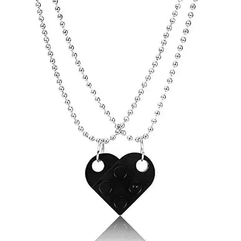 New Heart Shaped Stitching Acrylic Couple Necklace - EX-STOCK Canada
