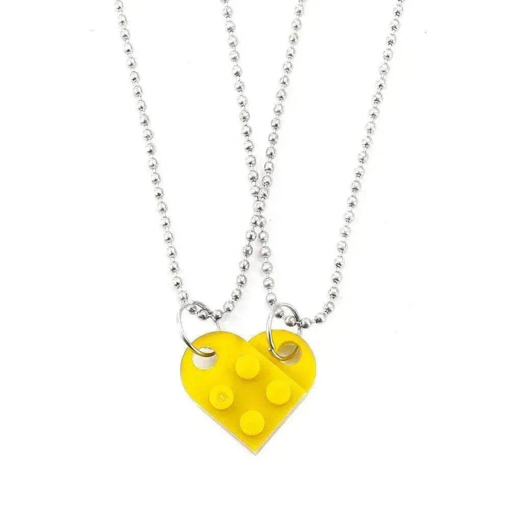 New Heart Shaped Stitching Acrylic Couple Necklace - EX-STOCK Canada