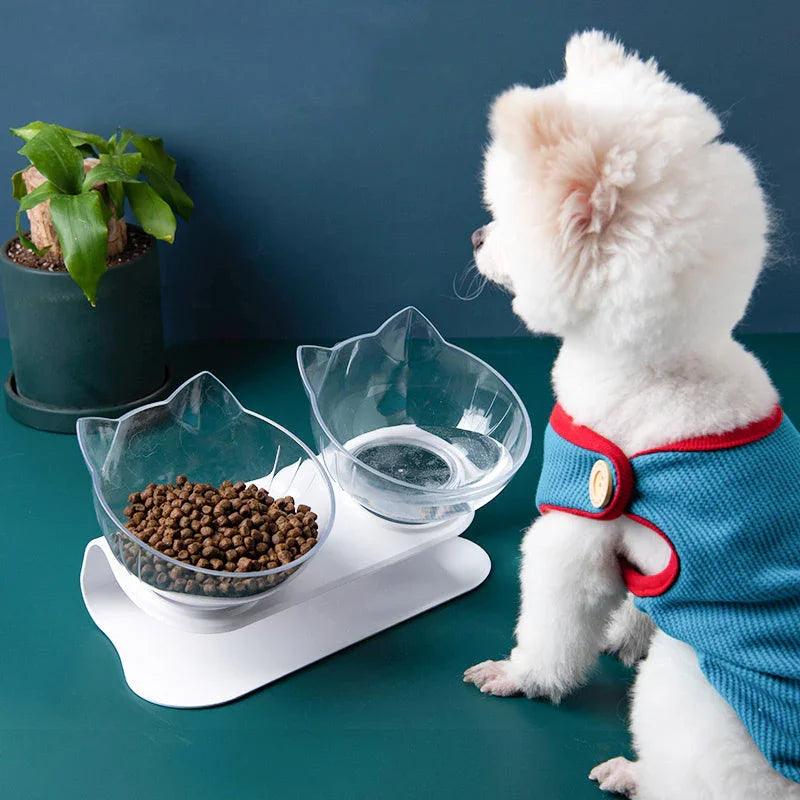 New Inclined Food Cat Ear Oblique Mouth Transparent Single Pet Bowl EX-STOCK Canada