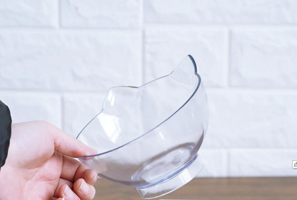 New Inclined Food Cat Ear Oblique Mouth Transparent Single Pet Bowl EX-STOCK Canada