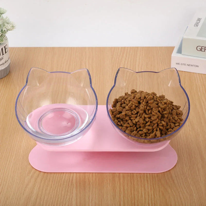 New Inclined Food Cat Ear Oblique Mouth Transparent Single Pet Bowl EX-STOCK Canada