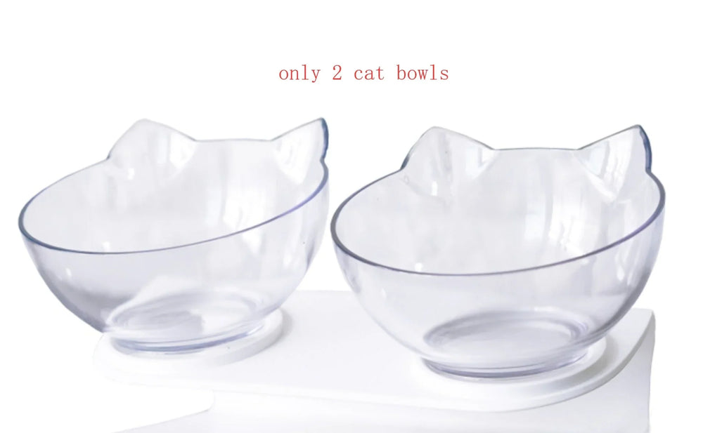 New Inclined Food Cat Ear Oblique Mouth Transparent Single Pet Bowl EX-STOCK Canada