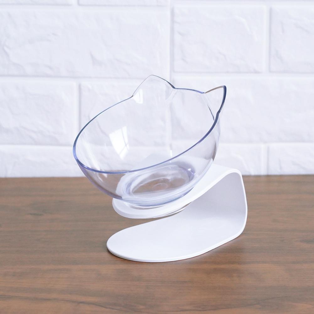 New Inclined Food Cat Ear Oblique Mouth Transparent Single Pet Bowl EX-STOCK Canada