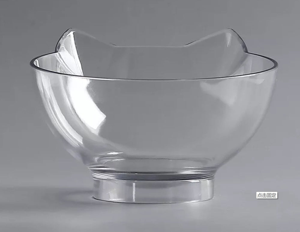 New Inclined Food Cat Ear Oblique Mouth Transparent Single Pet Bowl EX-STOCK Canada