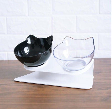 New Inclined Food Cat Ear Oblique Mouth Transparent Single Pet Bowl EX-STOCK Canada