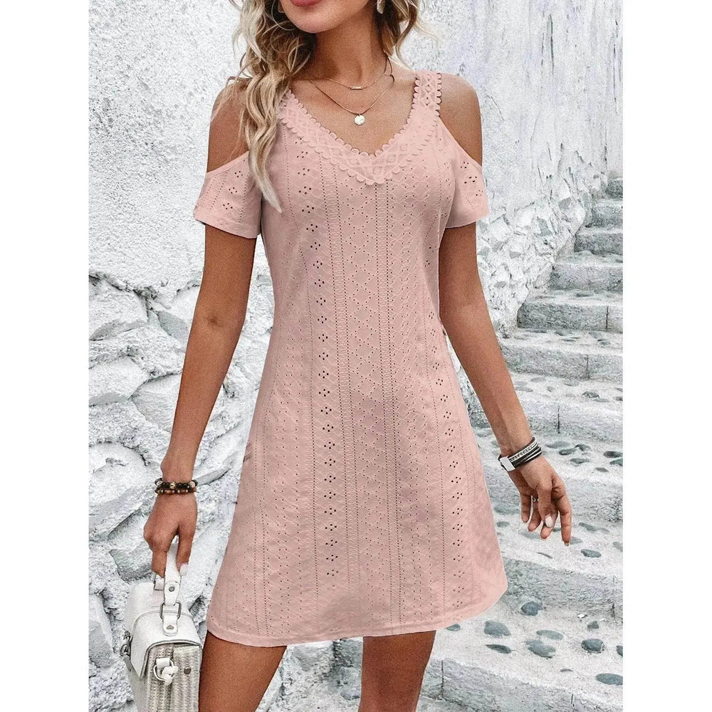 New Off-shoulder Short-sleeved Dress Fashion Summer Slimming A-line Dresses Casual Holiday Beach Dress For Womens Clothing - EX-STOCK Canada