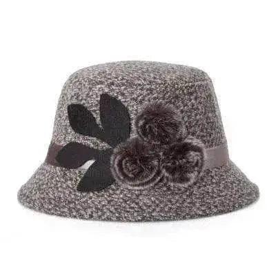 Nuovo cappello da donna in lana francese a tinta unita con fiori a trama piana - EX-STOCK Canada