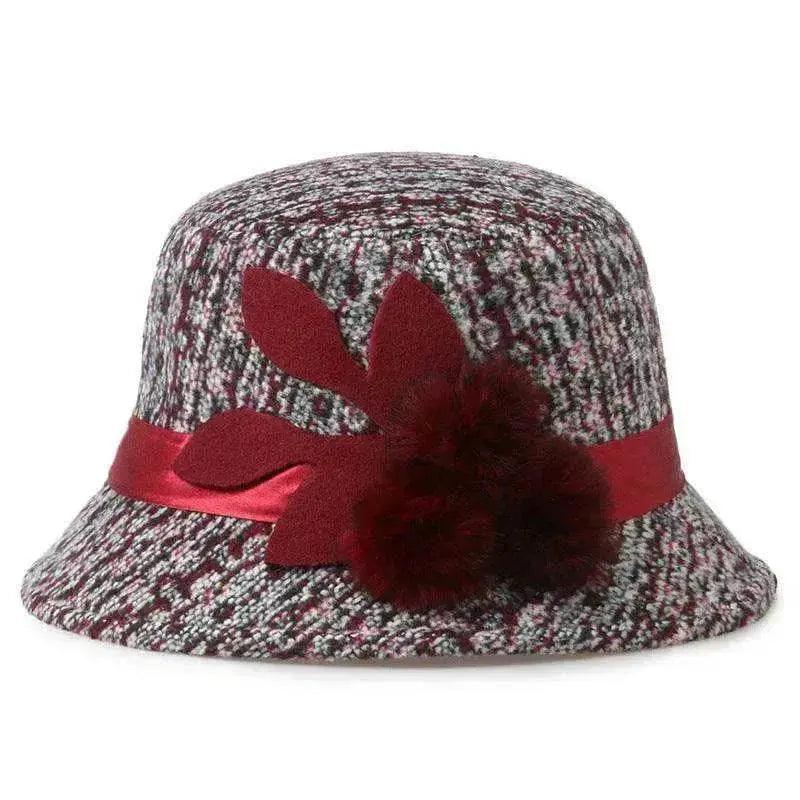 Nuovo cappello da donna in lana francese a tinta unita con fiori a trama piana - EX-STOCK Canada