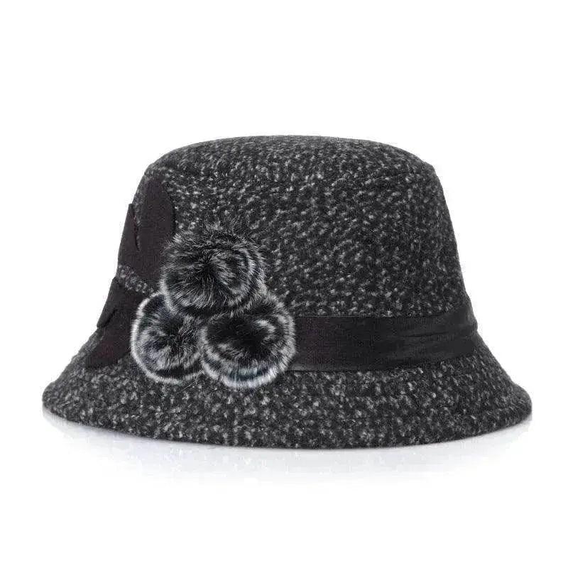 Nuovo cappello da donna in lana francese a tinta unita con fiori a trama piana - EX-STOCK Canada