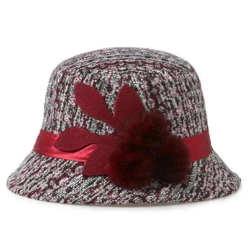 Nuovo cappello da donna in lana francese a tinta unita con fiori a trama piana - EX-STOCK Canada