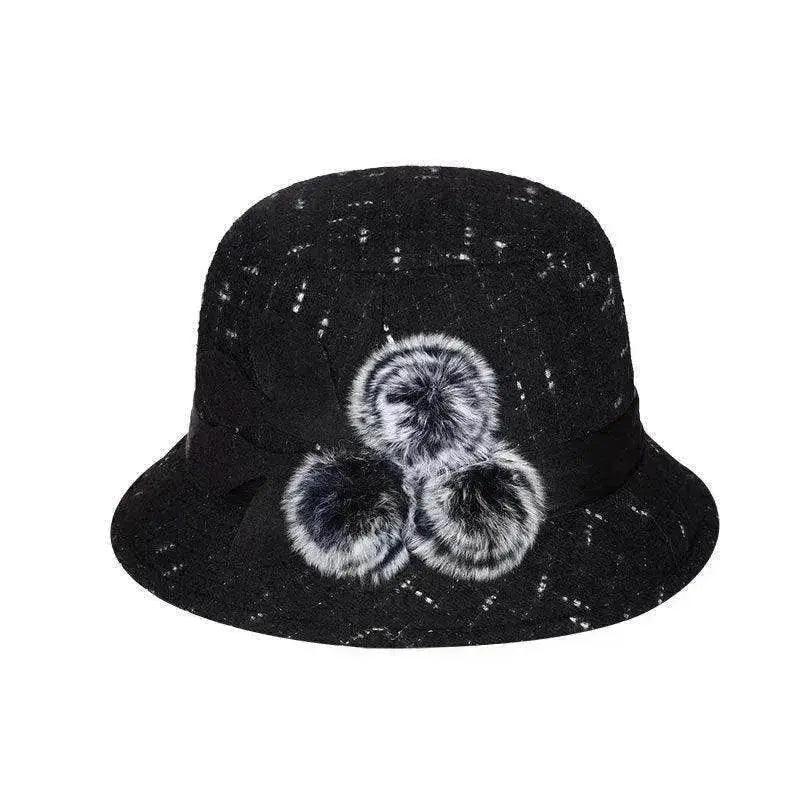 Nuovo cappello da donna in lana francese a tinta unita con fiori a trama piana - EX-STOCK Canada